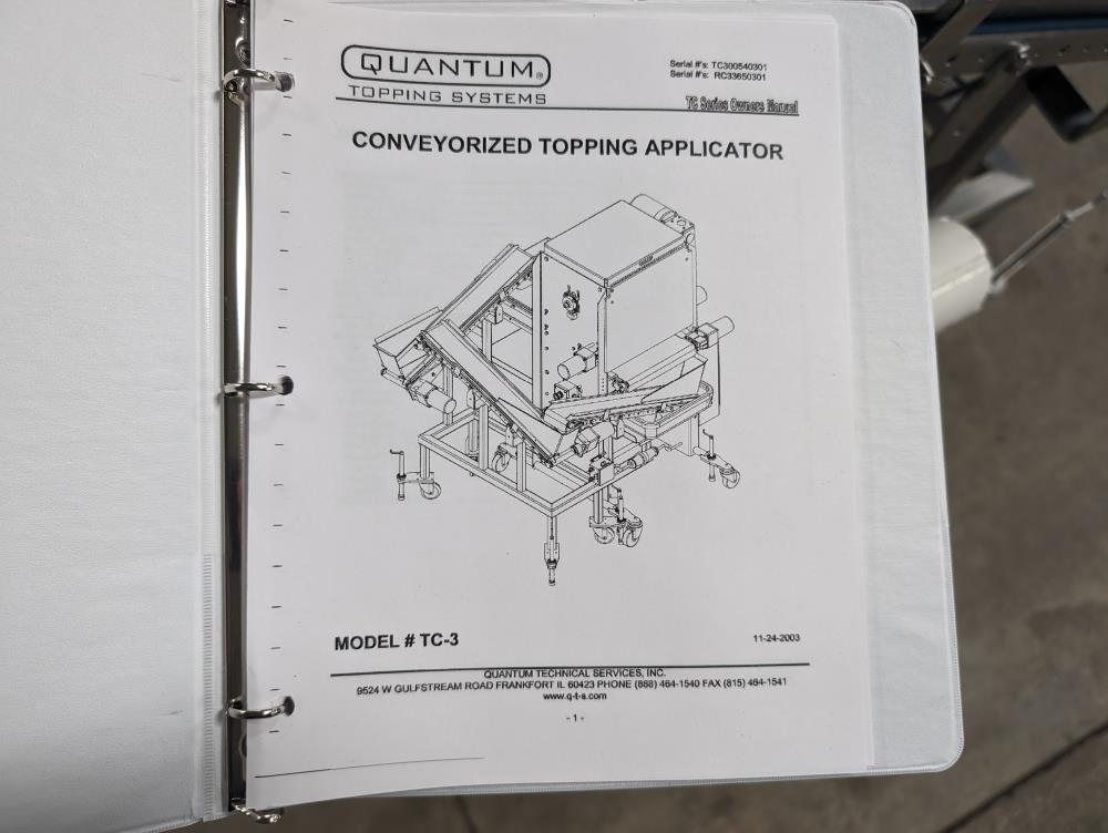Quantum Conveyorized Topping Applicator with Reclaim Conveyor