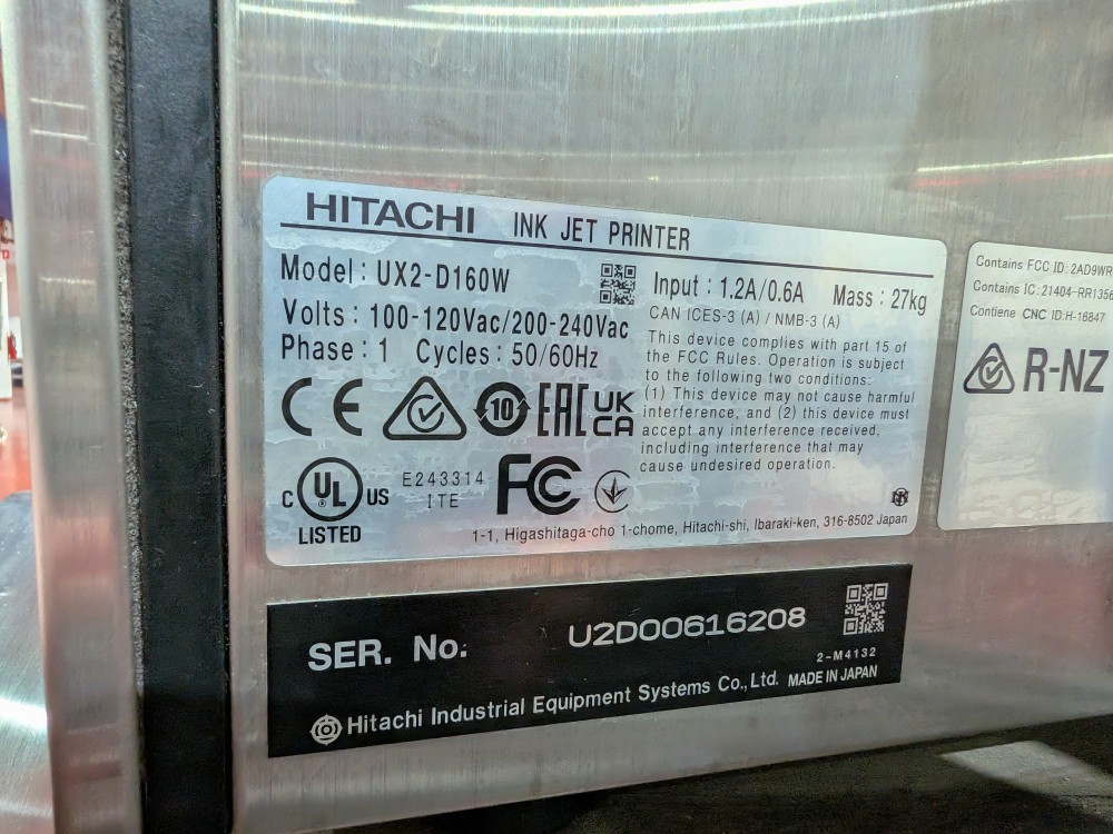 Hitachi UX2-D160W Ink Jet Printer – 6-Line CIJ Coder with IP65 Rating